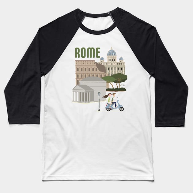 Romin' around Rome Baseball T-Shirt by PatrickScullin